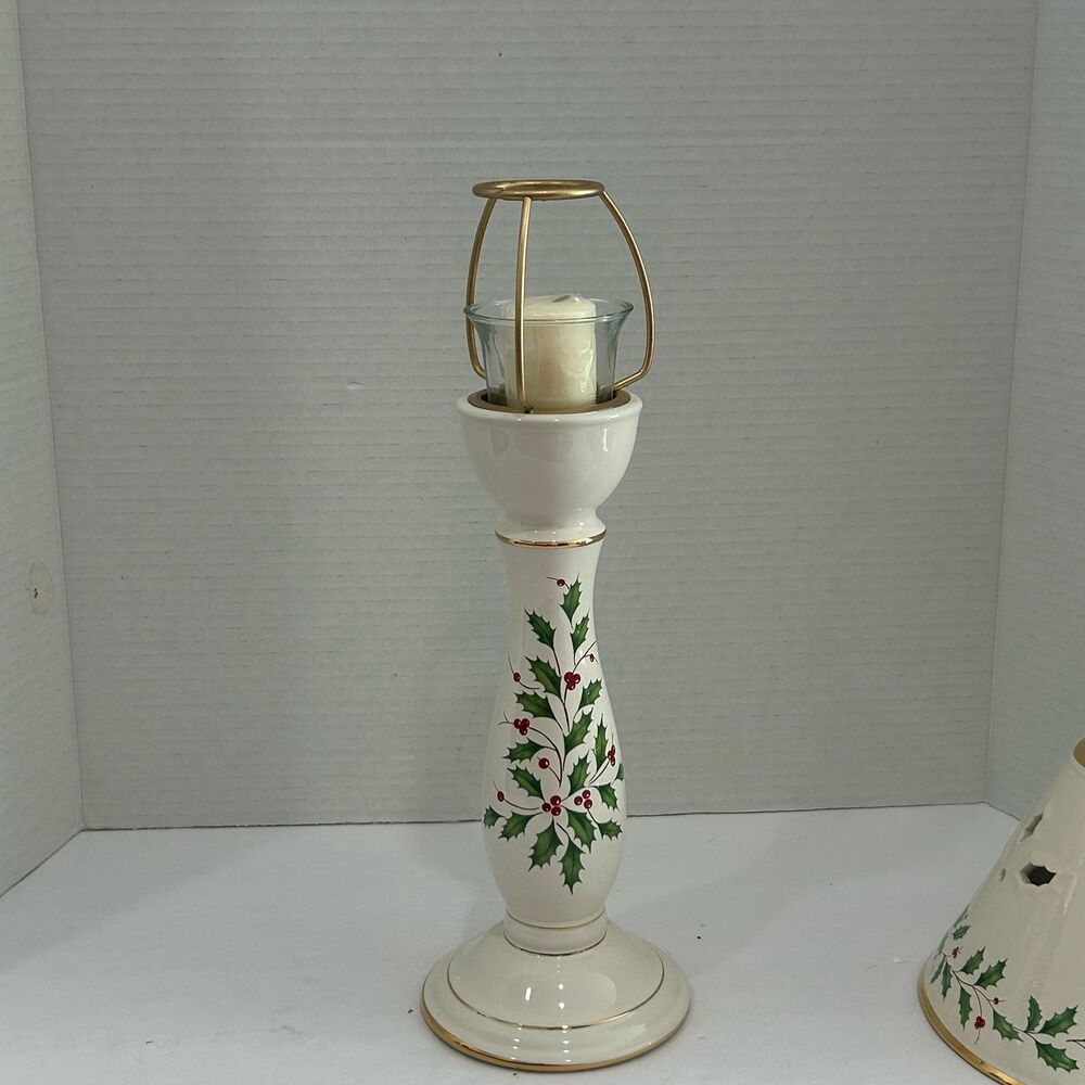 Lenox Holiday Candlestick Lamp. Preowned Excellent Condition. No Bulb. - Picture 7 of 10